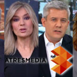 Vicente Vallés, Sandra Golpe, Rodrigo Blázquez, Helena Resano y el logo de Atresmedia