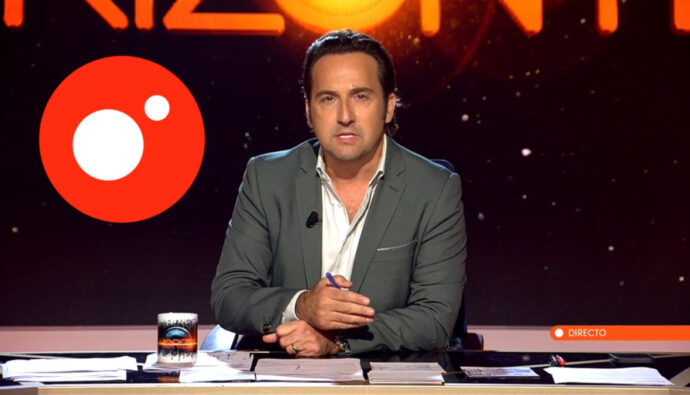 Iker Jiménez en 'Horizonte' y logo de Cuatro