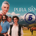 Cartel promocional de 'Pura Sangre' y logo de Telecinco