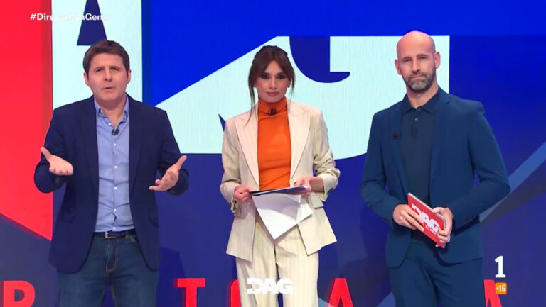 Jesús Cintora, Marta Flich y Gonzalo Miró, en el estreno de 'Directo a la gente'