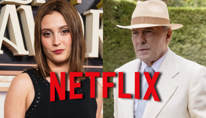 Ana Garcés, José Coronado y el logo de Netflix