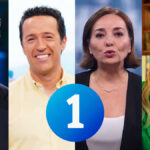 Principales rostros de La 1 de RTVE y logo de la cadena