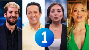 Principales rostros de La 1 de RTVE y logo de la cadena
