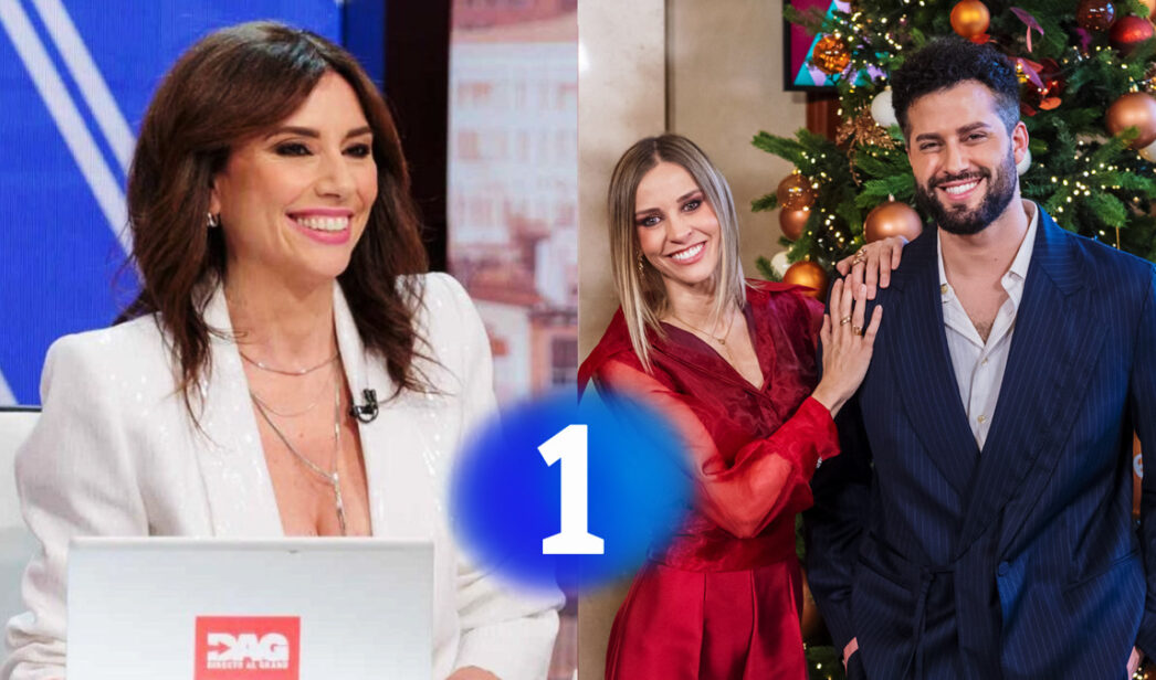 Marta Flich, Ana Prada, Javier de Hoyos y el logo de La 1