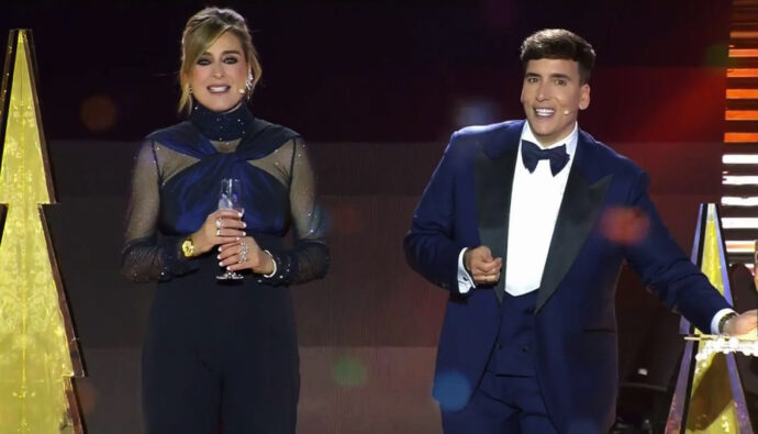 Sandra Barneda y Xuso Jones en las Campanadas de Telecinco