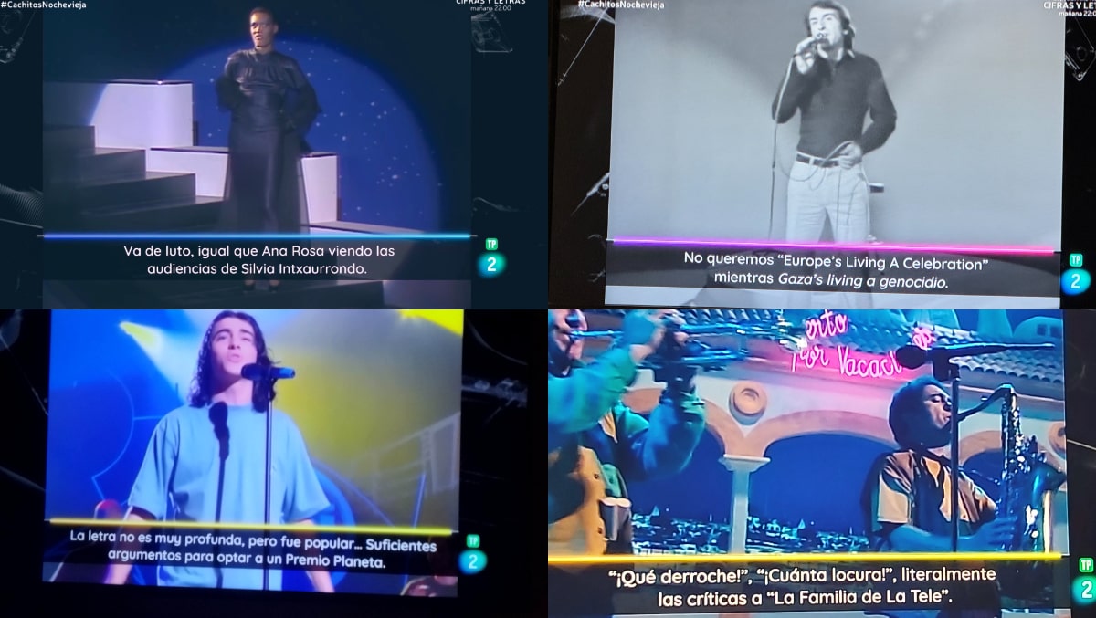 Los rótulos de 'Cachitos' en Nochevieja.