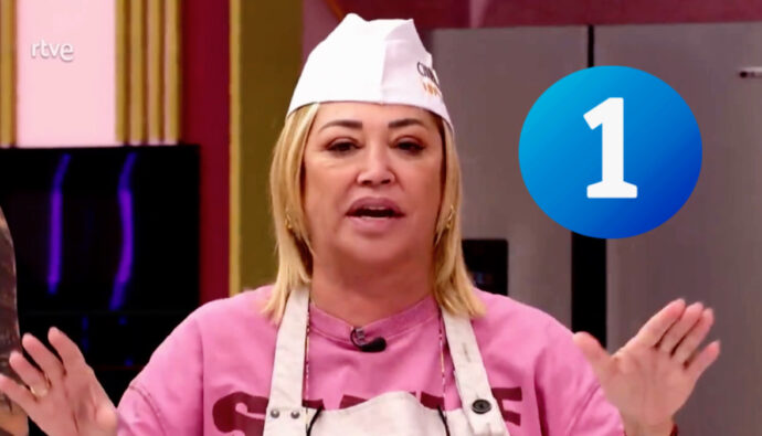 Belén Esteban en el estreno de 'Top Chef' y logo de La 1 de RTVE