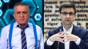 El Gran Wyoming en 'El Intermedio' y el presidente de RTVE, José Pablo López