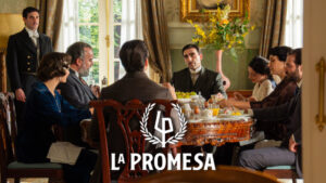 Reparto de 'La Promesa' y logo de la ficción de RTVE