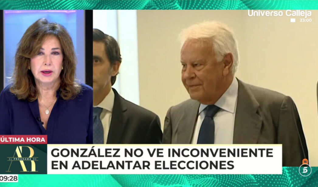 Ana Rosa Quintana se queda sin declaraciones en directo de Felipe González