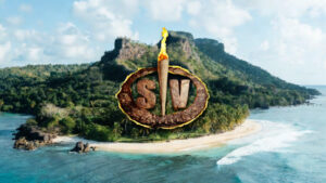 Logo de 'Supervivientes' sobre imagen creada con IA