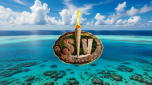 Logo de 'Supervivientes 2026' sobre imagen creada con IA