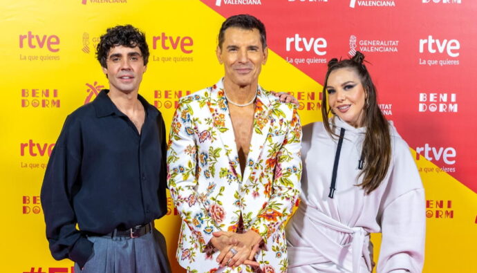 Javier Ambrossi, Jesús Vázquez e Inés Hernand, presentadores del Benidorm Fest 2026.