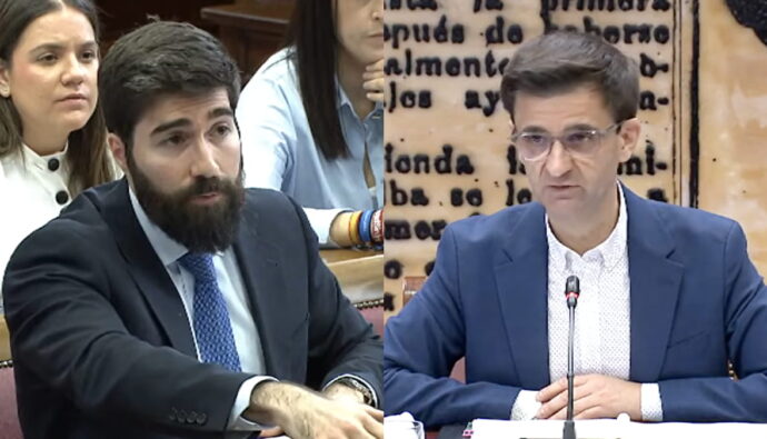 Manuel Mariscal y José Pablo López en la Comisión Mixta de control a RTVE.