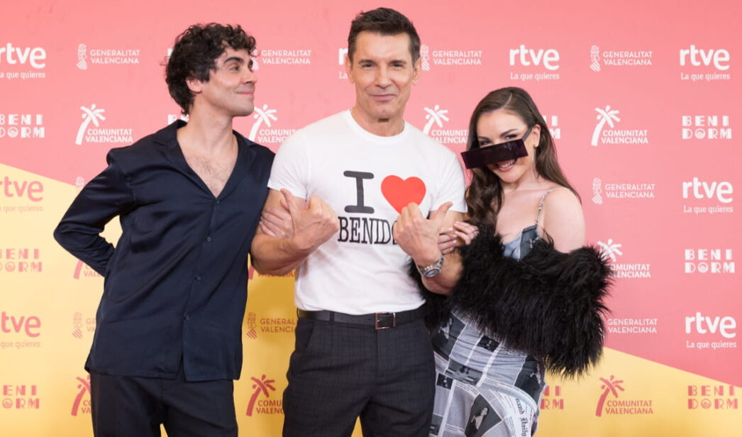 Javier Ambrossi, Jesús Vázquez e Inés Hernand, presentadores del Benidorm Fest 2026.
