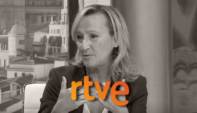Isabel Durán en 'Directo al grano' y logo de RTVE