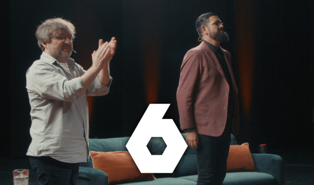 Jordi Évole, Manu Sánchez y logo de La Sexta