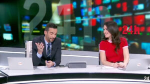 Lluís Guilera y Cristina Pampín en el Canal 24 horas