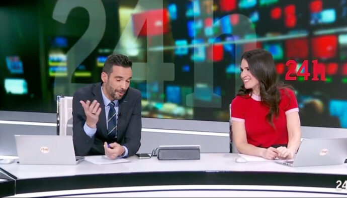 Lluís Guilera y Cristina Pampín en el Canal 24 horas