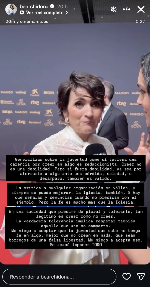 Historia de Beatriz Archidona en Instagram