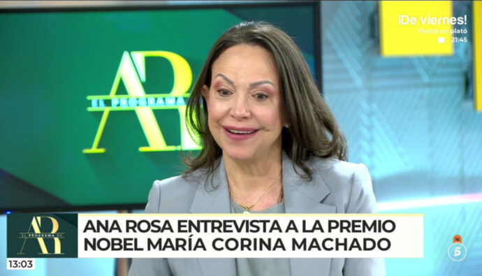 Telecinco cancela 'Vamos a ver' de la programación sin previo aviso para que Ana Rosa entreviste a María Corina Machado