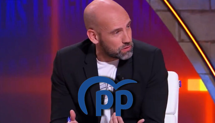 Gonzalo Miró en 'Malas Lenguas Noche' y logo del PP