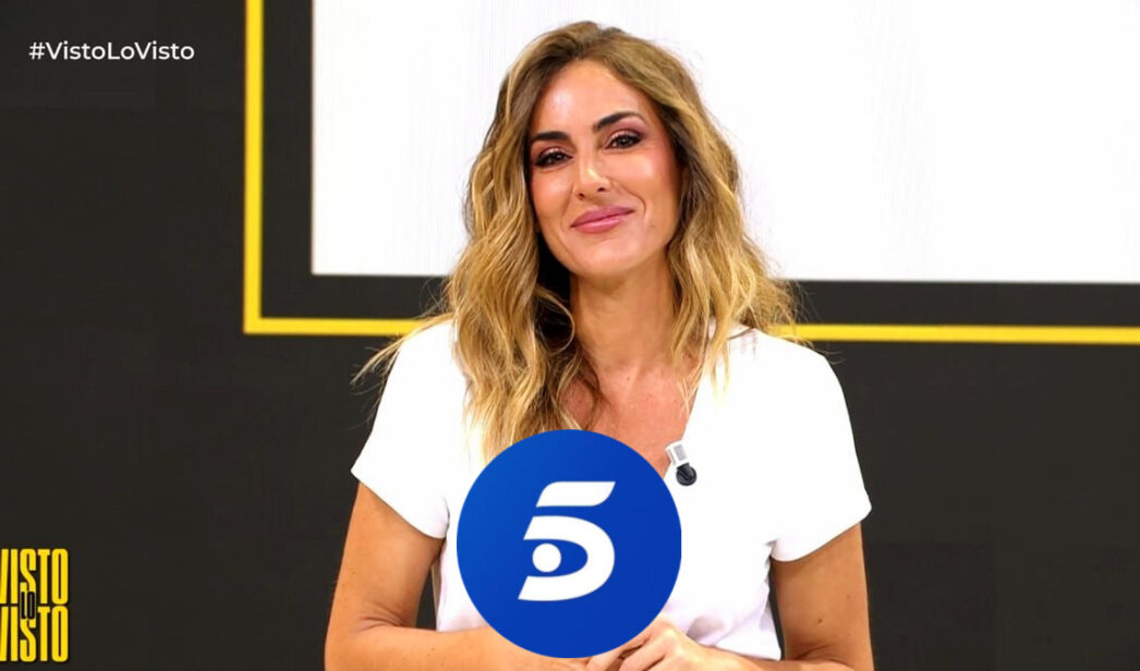 Verónica Dulanto en 'Visto lo visto' y logotipo de Telecinco