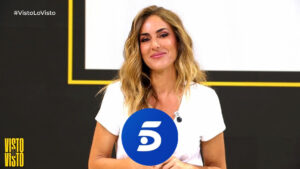 Verónica Dulanto en 'Visto lo visto' y logotipo de Telecinco