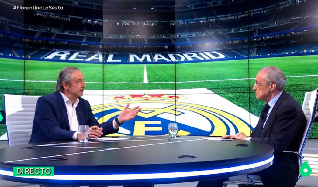 Josep Pedrerol y Florentino Pérez en su entrevista en La Sexta