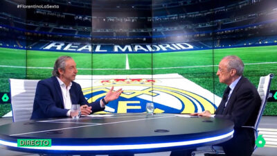 Josep Pedrerol y Florentino Pérez en su entrevista en La Sexta