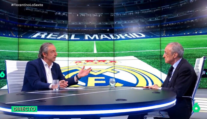 Josep Pedrerol y Florentino Pérez en su entrevista en La Sexta