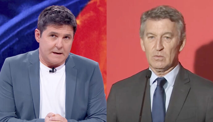 Jesús Cintora y Alberto Núñez Feijoo.