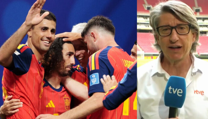 Parte de la Selección Española y Juan Carlos Rivero