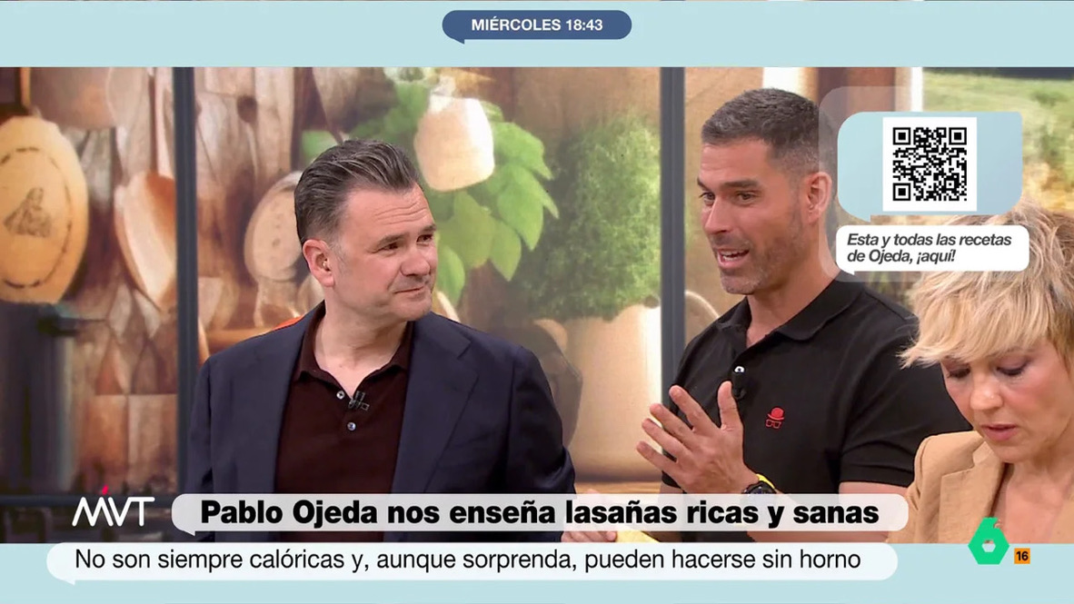 Pablo Ojeda en 'Más vale tarde' junto a Iñaki López y Cristina Pardo