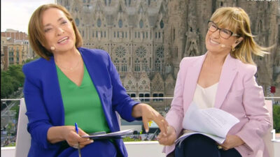 Pepa Bueno y Gemma Nierga, en la retransmisión de TVE de la visita del Papa