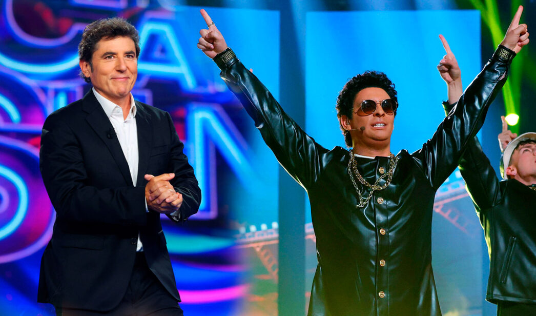 Manel Fuentes y J Kbello en su imitación de Bruno Mars, en la Gala 11 de 'Tu cara me suena 13'