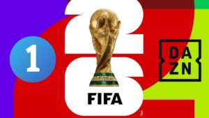 Logo oficial del Mundial FIFA 2026 y los logotipos de La 1 y DAZN