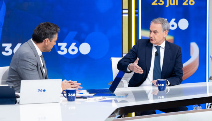Javier Ruiz y José Luis Rodríguez Zapatero en 'Mañaneros 360'