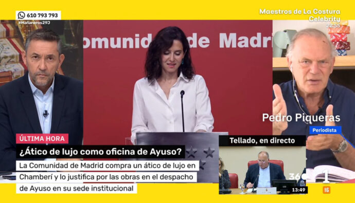 Javier Ruiz y Pedro Piqueras cercan a Isabel Díaz Ayuso