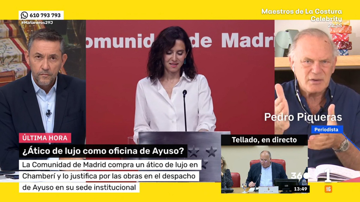 Javier Ruiz y Pedro Piqueras cercan a Isabel Díaz Ayuso