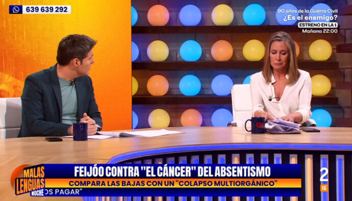 Jesús Cintora y la colaboradora Marta Gómez Montero, en 'Malas Lenguas Noche'