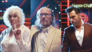 Anabel Alonso, Santiago Segura y David Bustamante en 'MasterChef Celebrity Legends'