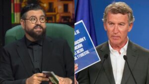 Manu Sánchez y Alberto Núñez Feijóo.