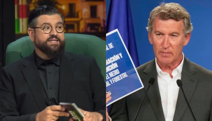 Manu Sánchez y Alberto Núñez Feijóo.