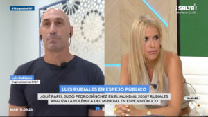 Luis Rubiales y Afra Blanco en 'Espejo Público'