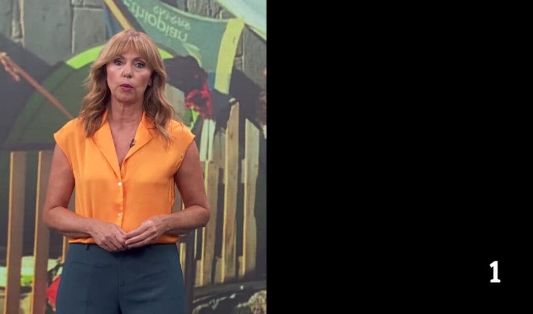 Alejandra Herranz y la señal de TVE en negro