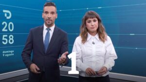 Lluis Guilera y Marina Ribel en el 'Telediario fin de semana'