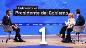Jesús Cintora y Esther Palomera con Pedro Sánchez