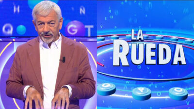 Carlos Sobera y el logo del Rosco de 'Rueda la Letra'