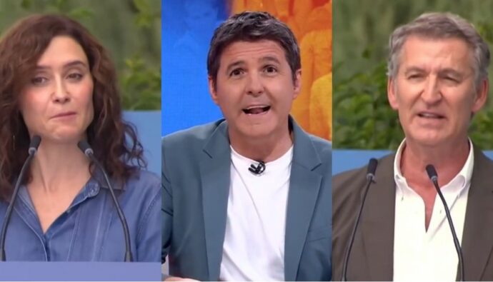 Ayuso, Jesús Cintora y Feijóo.